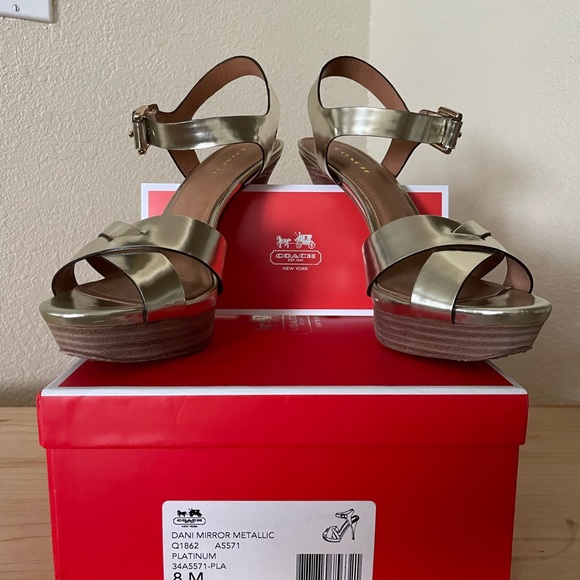COACH Dani Metallic Platinum Mirror Heels (like new) - Picture 2 of 16
